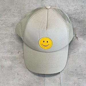 Sun+Stone Men's Gray Smiley Face Mesh Adjustable Snapback Hat SZ OS